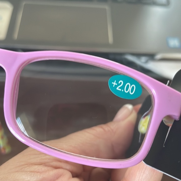 Fashion +2.00 purple & pink print & purple and yellow with flower print readers - Picture 12 of 16